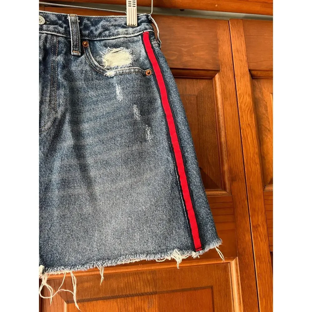 Abercrombie & Fitch Women's Vintage A-Line Zoe Natural Rise Skirt Blue Size 26/2
